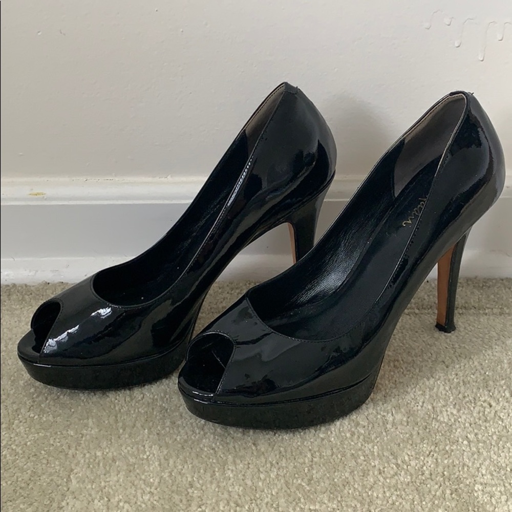 Black Patent Peep Toe Cole Haan Pumps